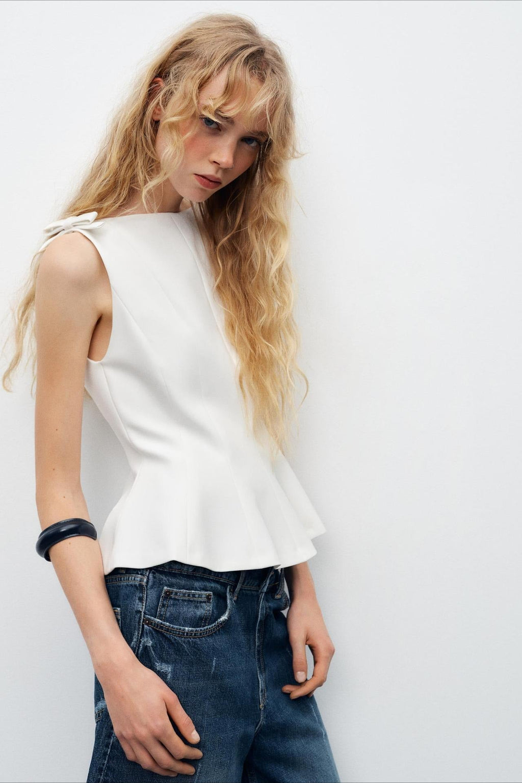 Sweet Style Bow Detailed Hem Casual Tank Top