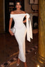 Elegant Slim Off Shoulder Strapless Tie Formal Dress