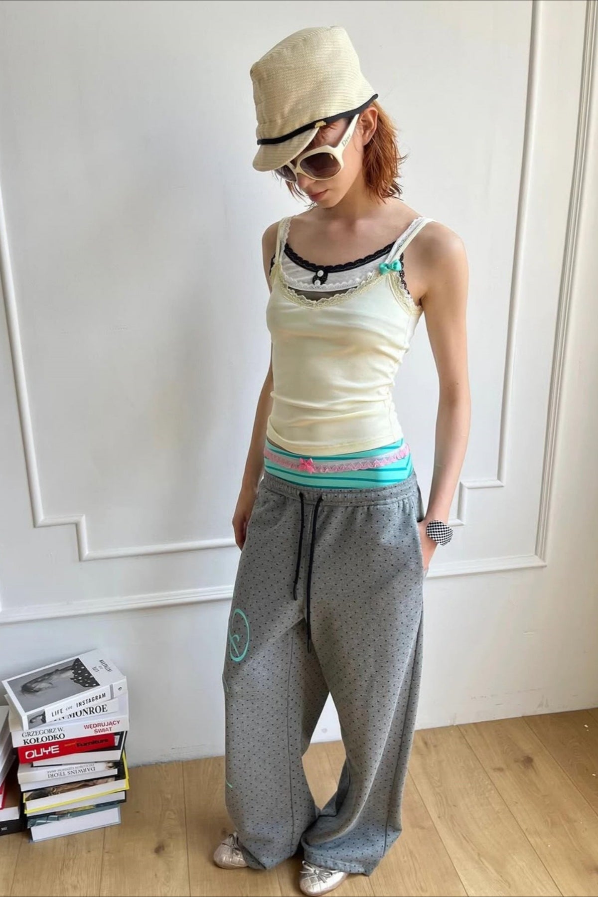Layered Polka Dot Relaxed Street Pants Secondary image