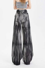 Black Tie-dye Wide-leg Jeans