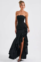 Off Shoulder Strapless Asymmetric Prom Dress