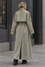 Turn-Down Collar Lace-Up Loose Overcoat