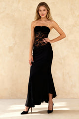 Fishtail Lace Spliced Strapless Backless Prom Dress