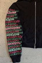 Studded Multicolor Letter Zip Front Hoodie