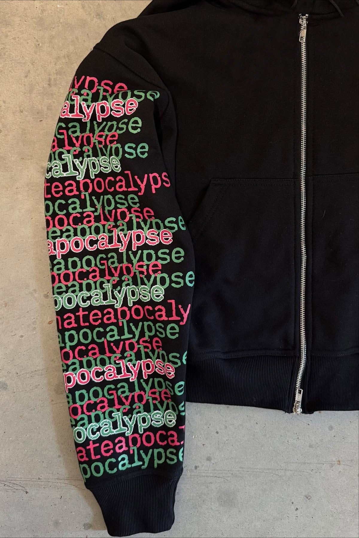Studded Multicolor Letter Zip Front Hoodie