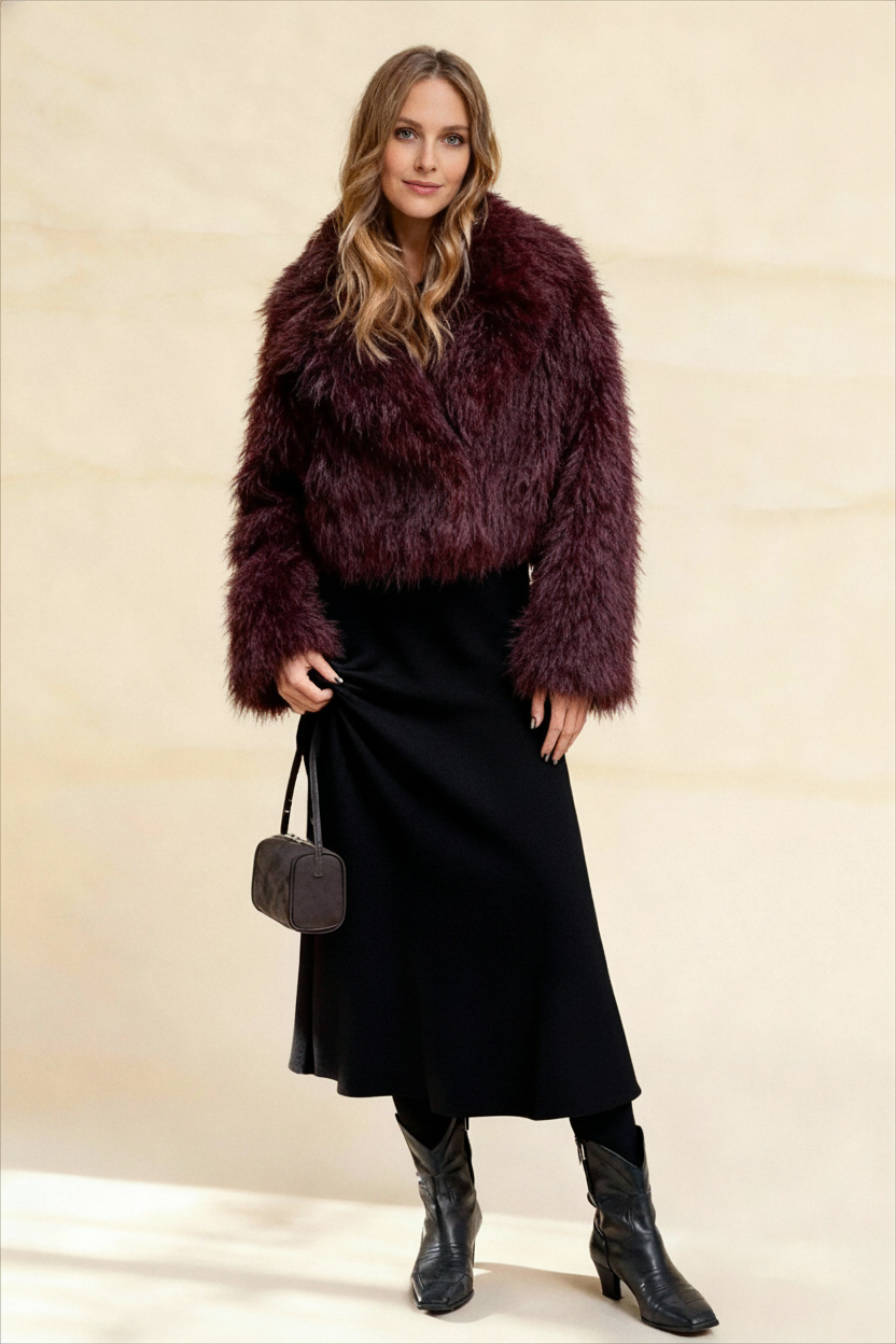 Fashion Solid Thicken Warm Long Sleeves Faux Elegant Coats Main image