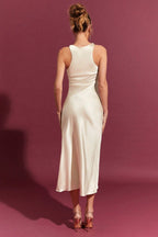 Satin Bodycon Midi Work Dress