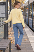 Stripe Roll Neck Button Casual Cardigan