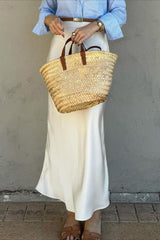 Solid Color Bodycon Midi Skirt