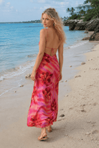 Sling Lace-Up Maxi Floral Dress