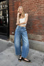 Mid Rise Washed Relaxed Wide Leg Jeans