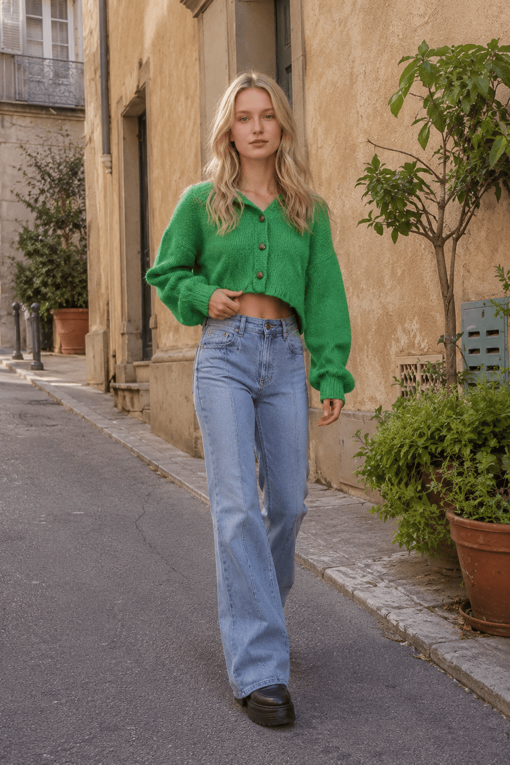Back Star Patchwork Flare Jeans Main image