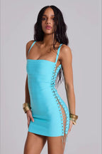 Side Lace Up Bodycon Mini Dress