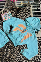 Rhinestone Graphic Cropped Hoodie and Shorts Separates