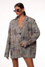 Street Art Printed Relaxed Fit Blazer
