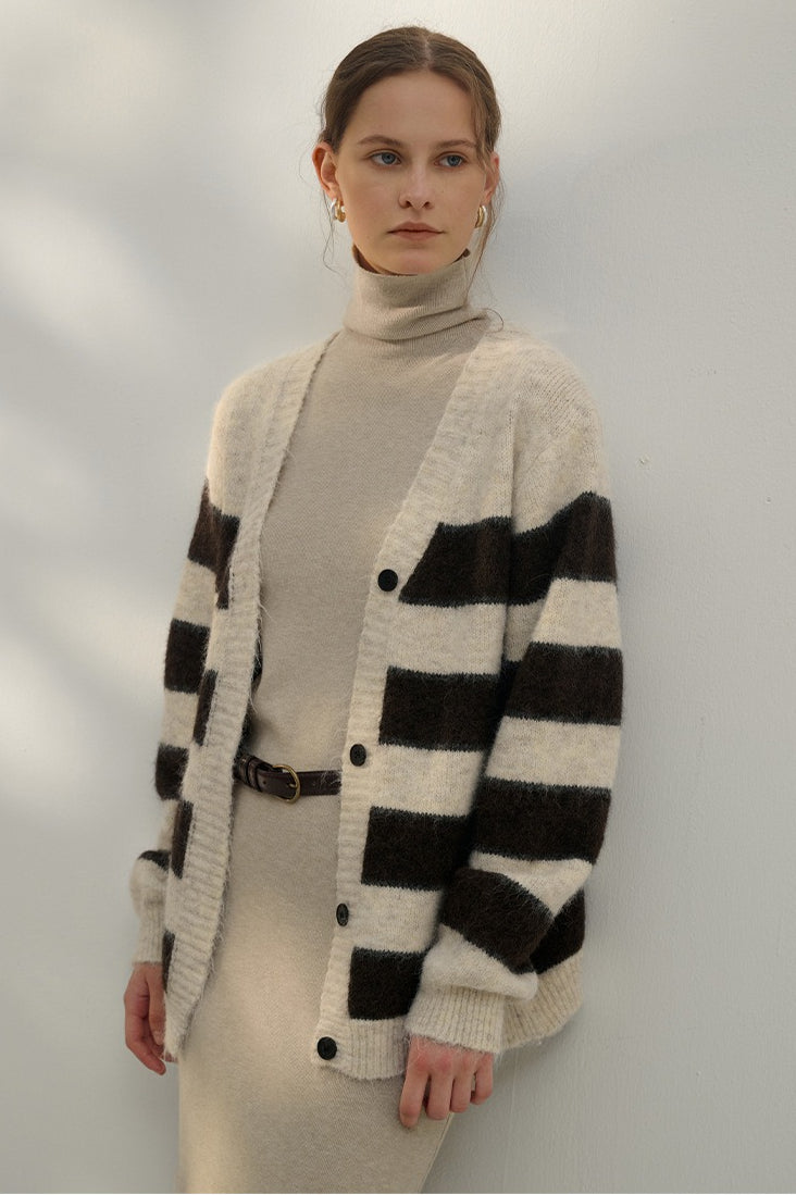 Textured Stripe V-Neck Knit Top Main image