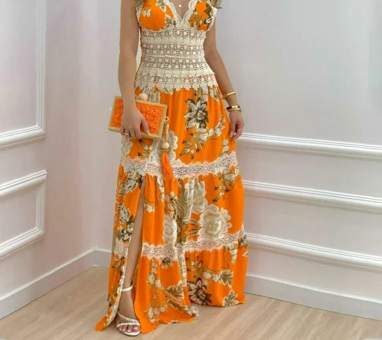 Floral Lace Split Hem Maxi Dress Main image