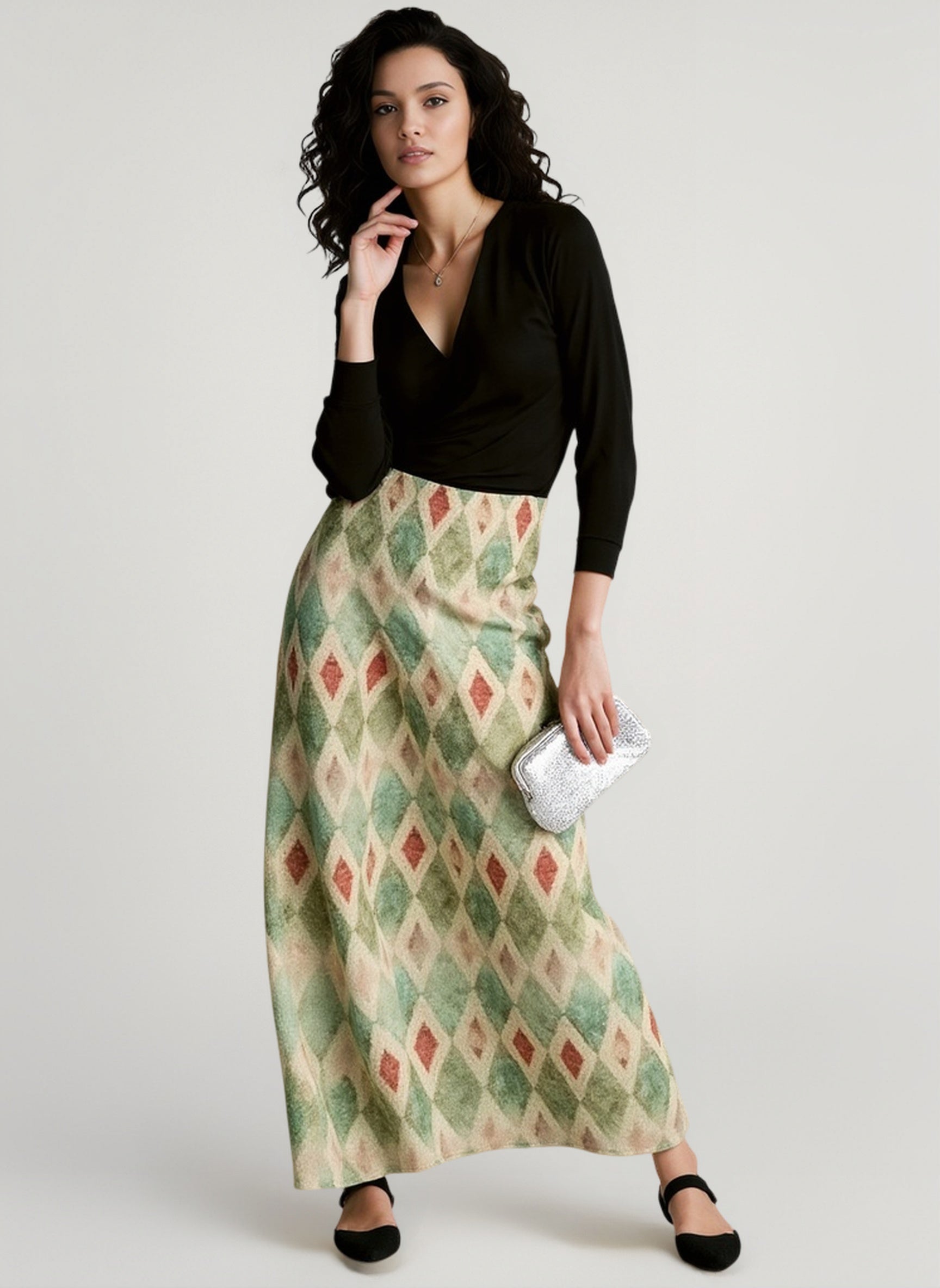 Boho Print Draped Vacation Skirt Main image