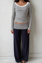 Y2K Foldover Waist Wide Leg Pants