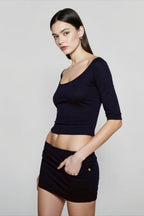 Deep U Neck Fitted T-shirts