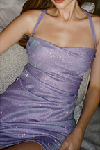 Sequin Cami Backless Tie Bodycon Mini Dress