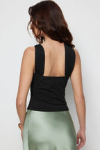 Metal Detail Halter Backless Fitted Crop Top