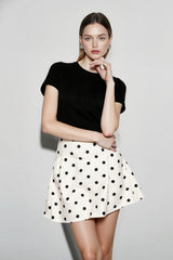 French Style High-Waisted Polka Dot Mini Skirt
