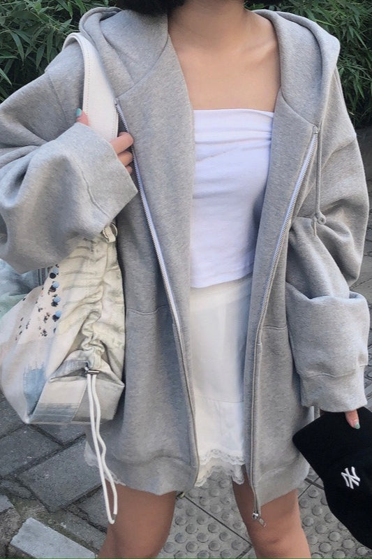 Oversized Lightweight Zip Hoodie Main image