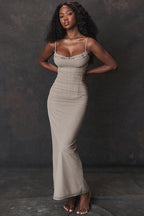 Sheer Lined Lace Trim Party Dress
