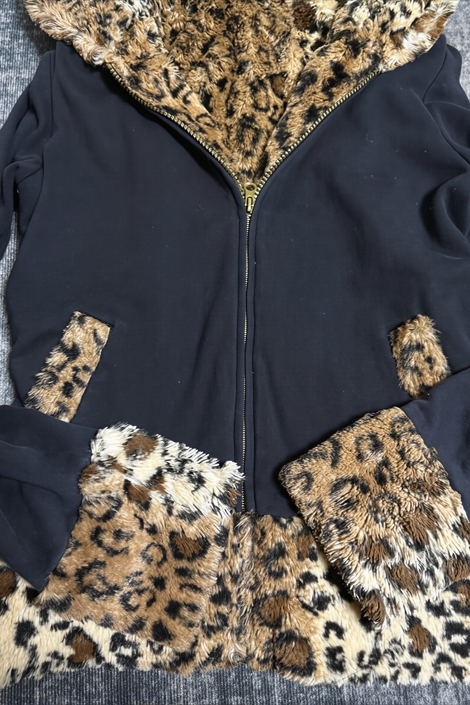 Leopard Lined Gothic Zip Up Hoodie Secondary image