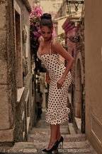 Polka Dot Ruched Slip Dress