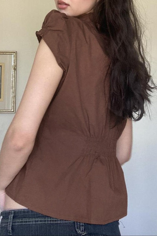 Puff Sleeve Button Front T-Shirt Secondary image