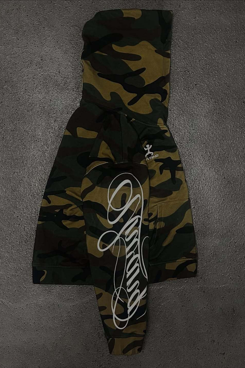 Camo Embroidered Graphic Zip Up Hoodie