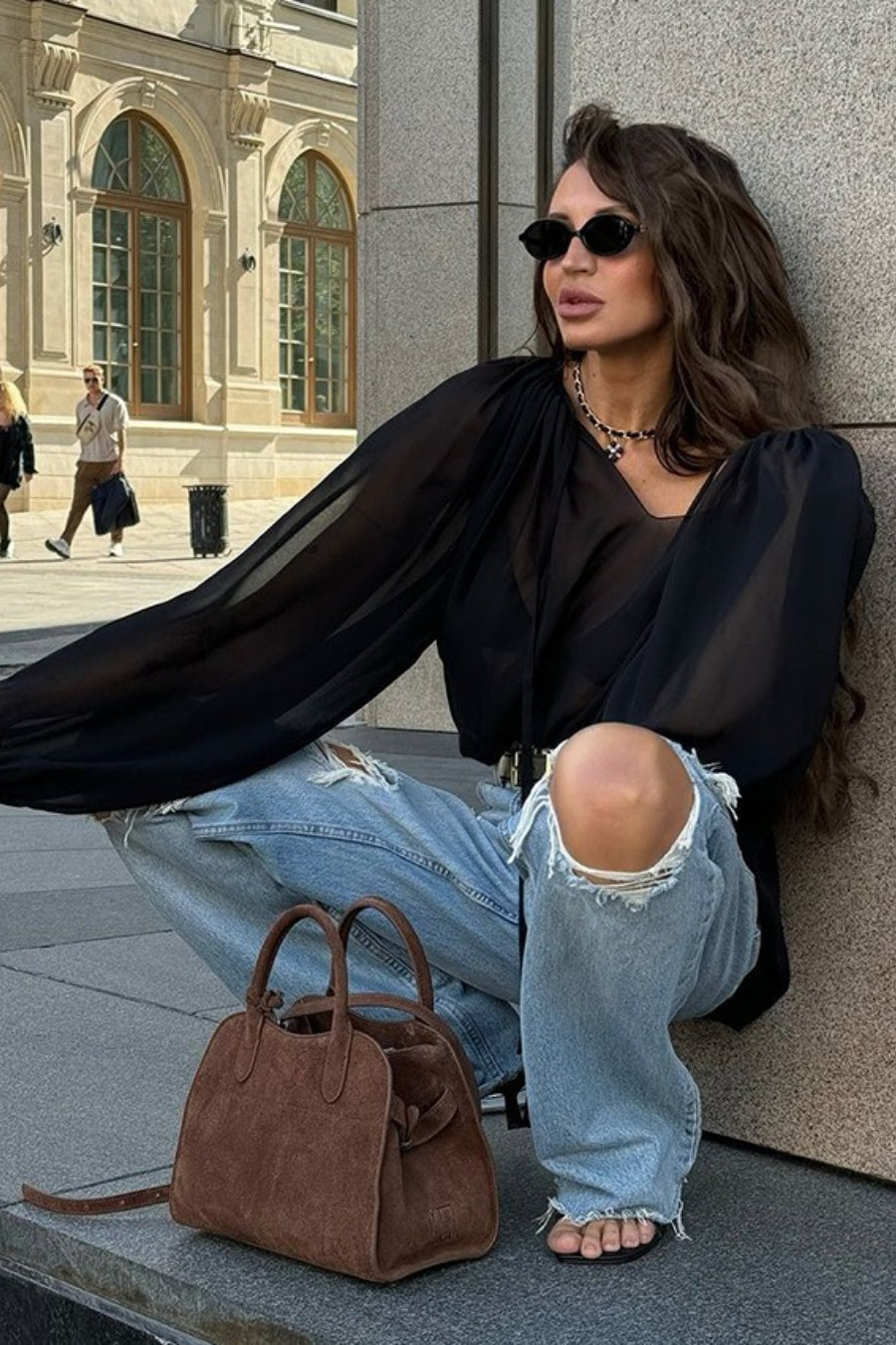 Sheer Tie Detail Blouse Secondary image