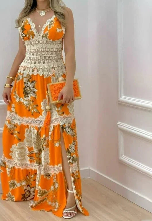 Floral Lace Split Hem Maxi Dress Secondary image