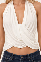 Twist Front Cowl Neck Halter Top