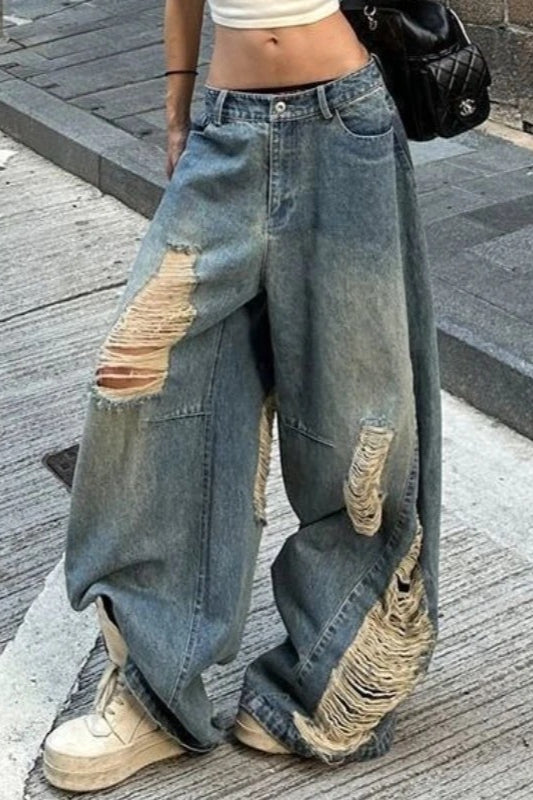 Ripped Wide-Leg Floor Jeans Main image