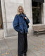 Stand Collar Washed Denim Utility Jacket