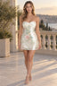 Elegant Floral Sequin Satin Mini Dress
