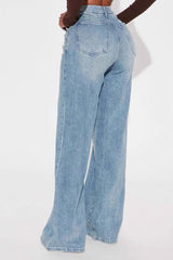Loose Fit High Waist Straight Jeans