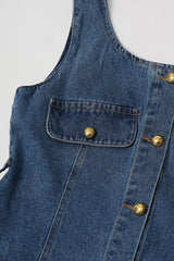 Belted Cami Button Front Denim Dress