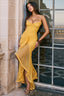 Ruffle Trim Fitted Cami Midi Dress