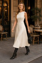 Elegant A Line Flared Sleeveless Work Dress