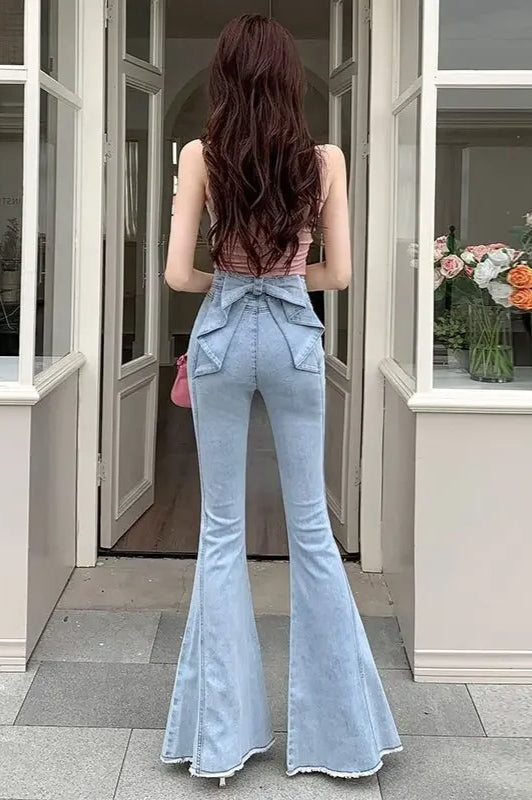 High Waist Butterfly Knot Flare Jeans Main image