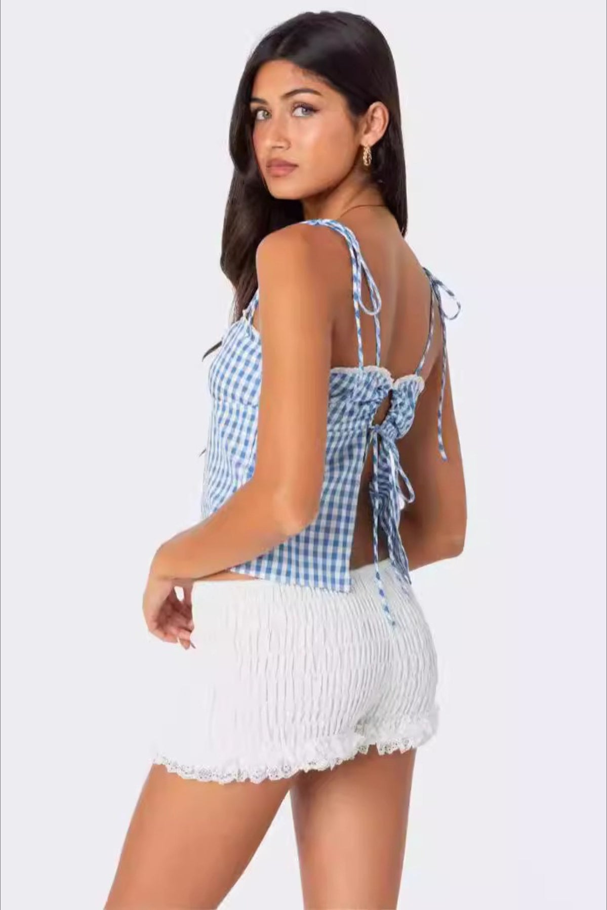 Plaid Halter Backless Cami Top Secondary image