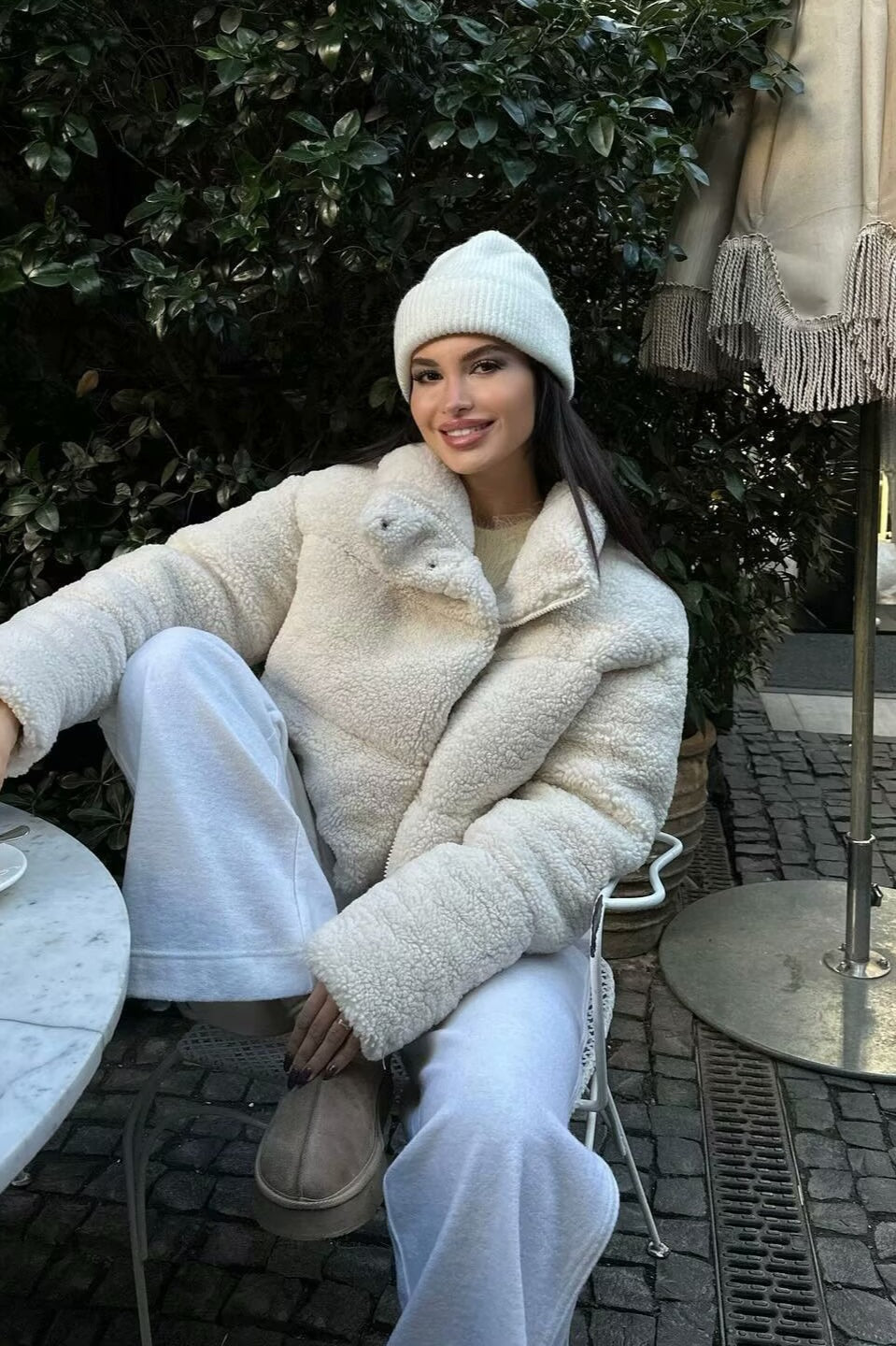 Short Faux Sherpa Fleece Coat Secondary image