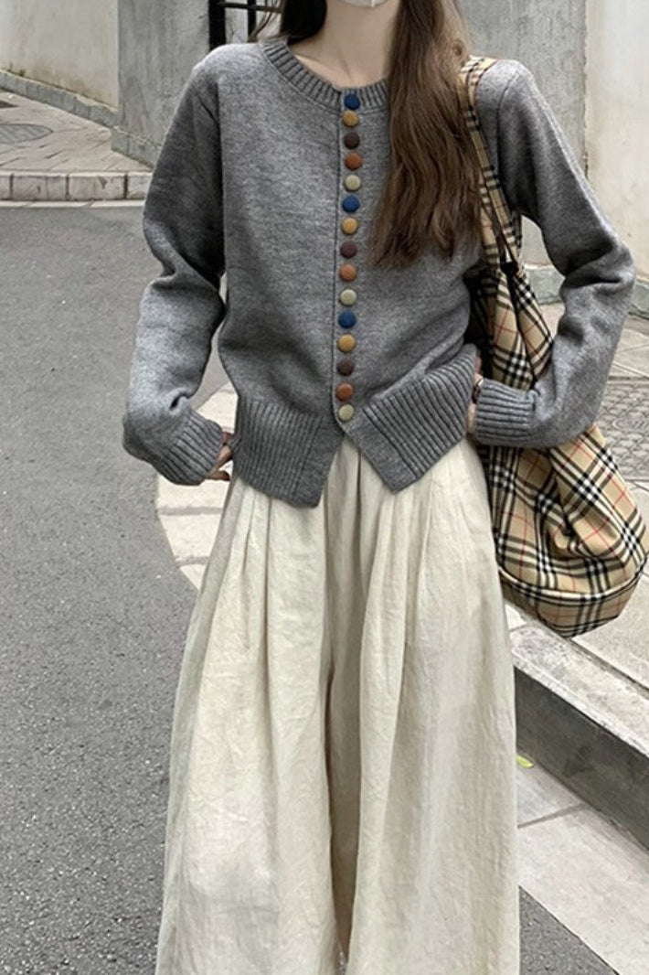 Round Neck Color Button Cardigan Secondary image