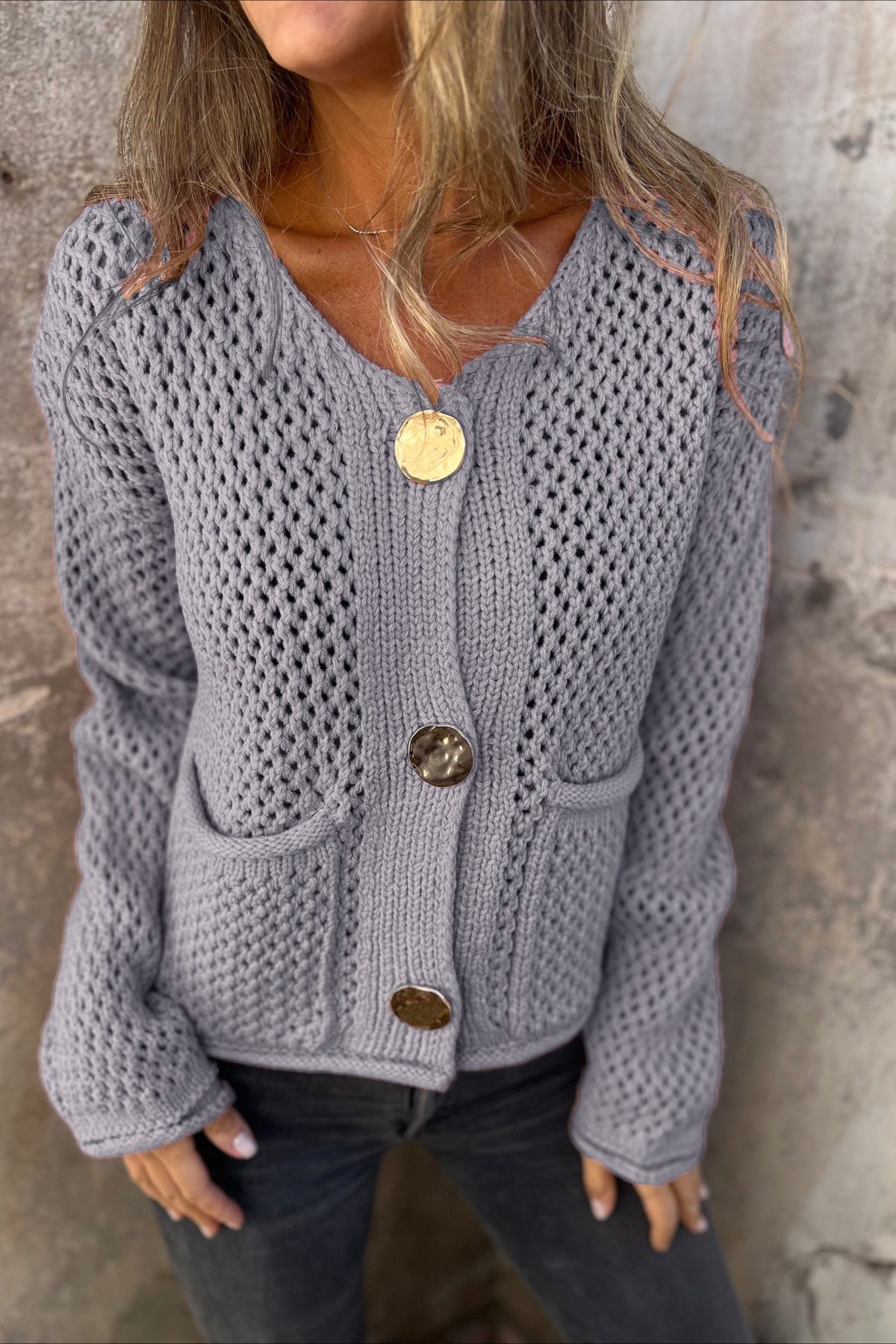 Chunky Knit Button Up Sweater Main image
