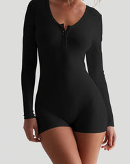 Casual Long Sleeve Bodycon Basic Romper