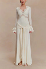 Bell Sleeve Lace Trim Birthday Dress